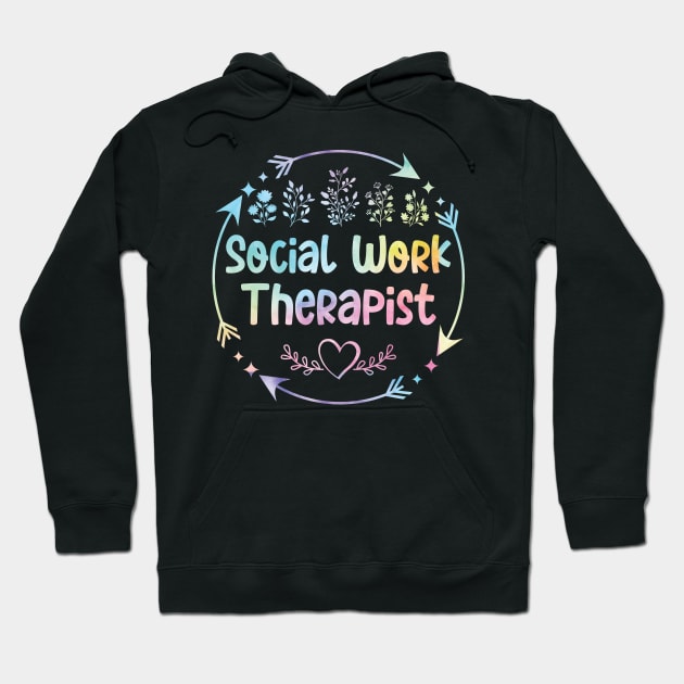 Social work Therapist cute floral watercolor Hoodie by ARTBYHM